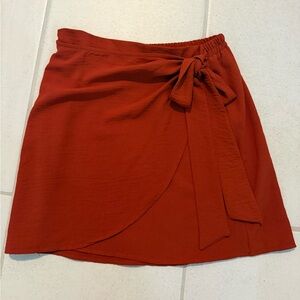 Rust Red Mini Wrap Skirt